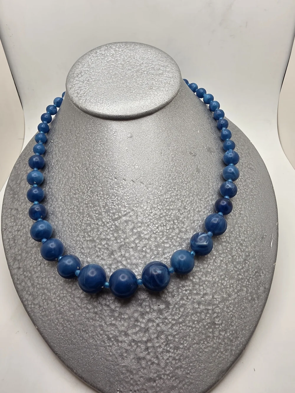 Vintage Blue Beaded Necklace